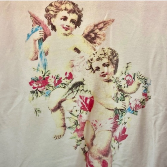 Forever 21 Angelic Cherubs Baby T Soft Girl Casual Graphic T-Shirt Women Medium - Picture 1 of 2